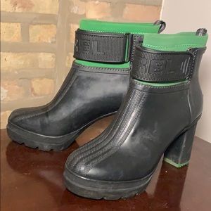 Sorel Medina III Green and Black Chunky Rain Boots